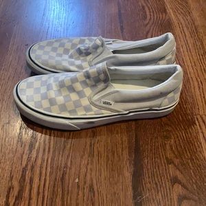 Women’s 9.5 light blue checkered vans in used